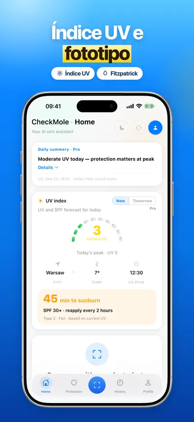 Captura de tela do app CheckMole para iOS