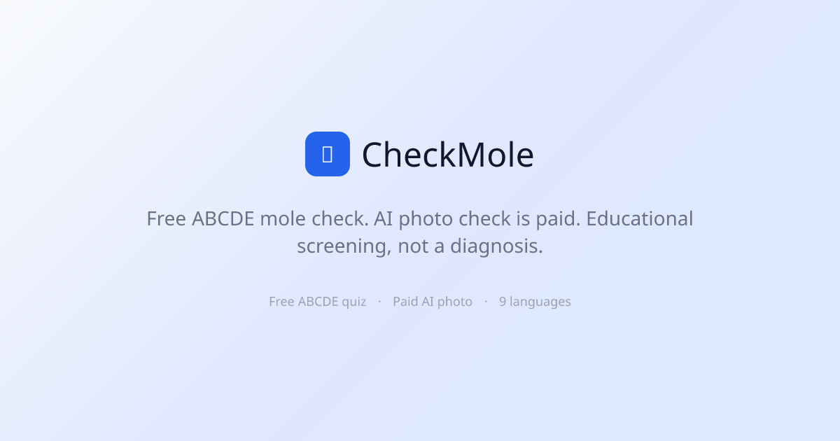 Free Skin Cancer Screening Tools — CheckMole - CheckMole